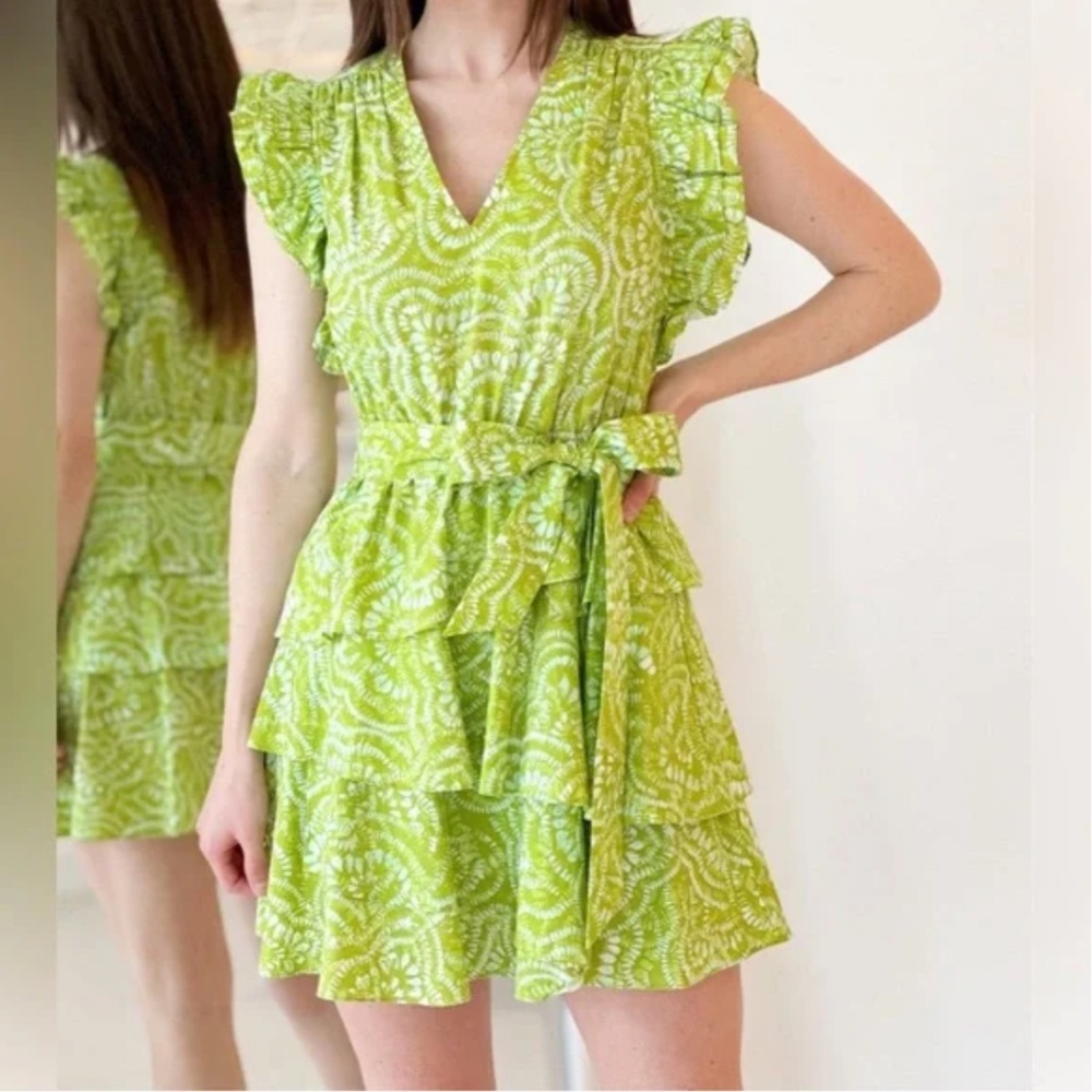 🆕 MARIE OLIVER RUFFLE FLUTTER SLEEVE 100% COTTON FIONA DRESS